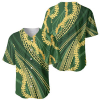 Polynesian Puakeniken Pikake Twisted Lei Baseball Jersey Emerald - Polynesian Pride