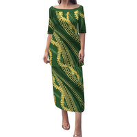 Polynesian Puakeniken Pikake Twisted Lei Family Matching Puletasi and Hawaiian Shirt Emerald LT7 Mom's Dress Emerald - Polynesian Pride