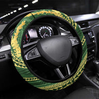 Polynesian Puakeniken Pikake Twisted Lei Steering Wheel Cover Emerald - Polynesian Pride