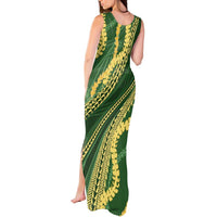 Polynesian Puakeniken Pikake Twisted Lei Tank Maxi Dress Emerald - Polynesian Pride