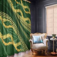 Polynesian Puakeniken Pikake Twisted Lei Window Curtain Emerald - Polynesian Pride