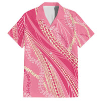 Polynesian Puakeniken Pikake Twisted Lei Family Matching Long Sleeve Bodycon Dress and Hawaiian Shirt Rose Pink LT7 Dad's Shirt - Short Sleeve Rose Pink - Polynesian Pride