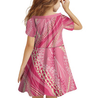 Polynesian Puakeniken Pikake Twisted Lei Family Matching Off The Shoulder Long Sleeve Dress and Hawaiian Shirt Rose Pink LT7 - Polynesian Pride