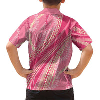 Polynesian Puakeniken Pikake Twisted Lei Family Matching Off Shoulder Short Dress and Hawaiian Shirt Rose Pink LT7 - Polynesian Pride