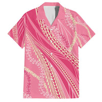 Polynesian Puakeniken Pikake Twisted Lei Family Matching Short Sleeve Bodycon Dress and Hawaiian Shirt Rose Pink LT7 Dad's Shirt - Short Sleeve Rose Pink - Polynesian Pride