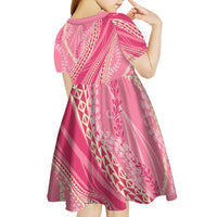 Polynesian Puakeniken Pikake Twisted Lei Kid Short Sleeve Dress Rose Pink - Polynesian Pride