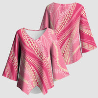 Polynesian Puakeniken Pikake Twisted Lei Kimono Sleeve Blouse Rose Pink - Polynesian Pride