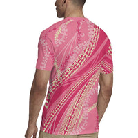Polynesian Puakeniken Pikake Twisted Lei Rugby Jersey Rose Pink - Polynesian Pride