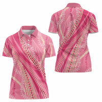 Polynesian Puakeniken Pikake Twisted Lei Women Polo Shirt Rose Pink - Polynesian Pride
