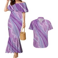 Polynesian Puakeniken Pikake Twisted Lei Couples Matching Mermaid Dress and Hawaiian Shirt Amethys - Polynesian Pride