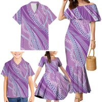 Polynesian Puakeniken Pikake Twisted Lei Family Matching Mermaid Dress and Hawaiian Shirt Amethys - Polynesian Pride