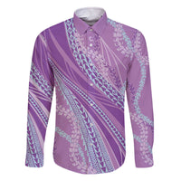 Polynesian Puakeniken Pikake Twisted Lei Family Matching Off The Shoulder Long Sleeve Dress and Hawaiian Shirt Amethys - Polynesian Pride