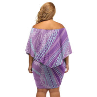 Polynesian Puakeniken Pikake Twisted Lei Family Matching Off Shoulder Short Dress and Hawaiian Shirt Amethys - Polynesian Pride