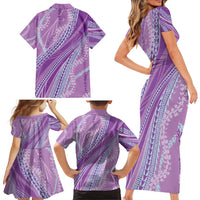 Polynesian Puakeniken Pikake Twisted Lei Family Matching Short Sleeve Bodycon Dress and Hawaiian Shirt Amethys LT7 - Polynesian Pride