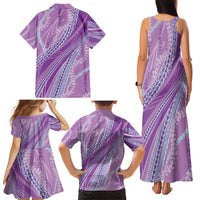 Polynesian Puakeniken Pikake Twisted Lei Family Matching Tank Maxi Dress and Hawaiian Shirt Amethys - Polynesian Pride