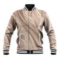 Polynesian Puakeniken Pikake Twisted Lei Baseball Jacket Beige LT7 Unisex Beige - Polynesian Pride