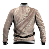 Polynesian Puakeniken Pikake Twisted Lei Baseball Jacket Beige LT7 - Polynesian Pride