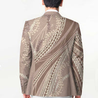 Polynesian Puakeniken Pikake Twisted Lei Blazer Beige - Polynesian Pride