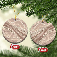 Polynesian Puakeniken Pikake Twisted Lei Ceramic Ornament Beige - Polynesian Pride