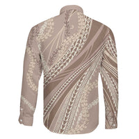 Polynesian Puakeniken Pikake Twisted Lei Family Matching Puletasi and Hawaiian Shirt Beige LT7 - Polynesian Pride