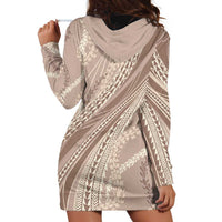 Polynesian Puakeniken Pikake Twisted Lei Hoodie Dress Beige - Polynesian Pride