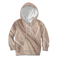 Polynesian Puakeniken Pikake Twisted Lei Kid Hoodie Beige - Polynesian Pride