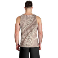 Polynesian Puakeniken Pikake Twisted Lei Men Tank Top Beige - Polynesian Pride