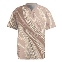 Polynesian Puakeniken Pikake Twisted Lei Rugby Jersey Beige - Polynesian Pride
