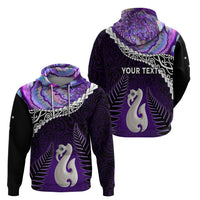 Personalised New Zealand Maori Zip Hoodie Manaia Paua Shell Purple LT7 - Polynesian Pride