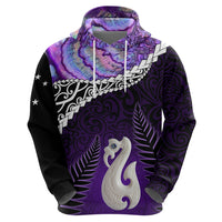 Personalised New Zealand Maori Zip Hoodie Manaia Paua Shell Purple LT7 - Polynesian Pride
