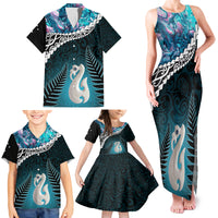 Personalised New Zealand Maori Family Matching Tank Maxi Dress and Hawaiian Shirt Manaia Paua Shell Turquoise LT7 - Polynesian Pride
