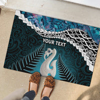 Personalised New Zealand Maori Rubber Doormat Manaia Paua Shell Turquoise LT7 - Polynesian Pride