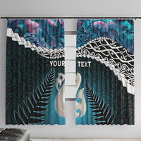 Personalised New Zealand Maori Window Curtain Manaia Paua Shell Turquoise LT7 With Hooks Turquoise - Polynesian Pride