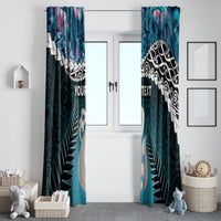 Personalised New Zealand Maori Window Curtain Manaia Paua Shell Turquoise LT7 - Polynesian Pride