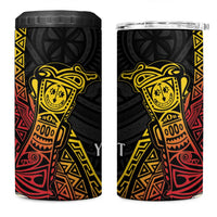 Personalized Papua New Guinea 4 in 1 Can Cooler Tumbler Kundu Drum Carving Motifs