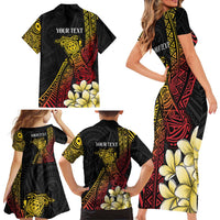Personalized Papua New Guinea Family Matching Short Sleeve Bodycon Dress and Hawaiian Shirt Kundu Drum Carving Motifs