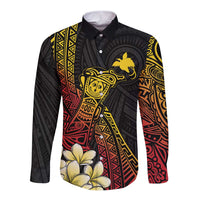 Personalized Papua New Guinea Long Sleeve Button Shirt Kundu Drum Carving Motifs