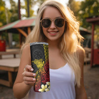 Personalized Papua New Guinea Skinny Tumbler Kundu Drum Carving Motifs LT7 - Polynesian Pride