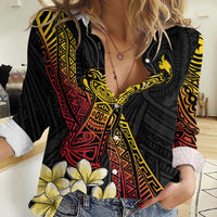 Personalized Papua New Guinea Women Casual Shirt Kundu Drum Carving Motifs LT7 Female Black - Polynesian Pride