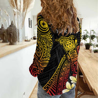 Personalized Papua New Guinea Women Casual Shirt Kundu Drum Carving Motifs LT7 - Polynesian Pride