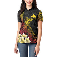 Personalized Papua New Guinea Women Polo Shirt Kundu Drum Carving Motifs