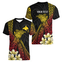 Personalized Papua New Guinea Women V-Neck T-Shirt Kundu Drum Carving Motifs