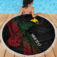 Personalized Papua New Guinea Beach Blanket Kundu Drum Motifs - Sepik Colors