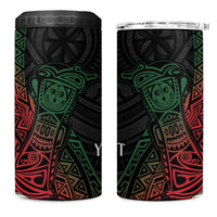 Personalized Papua New Guinea 4 in 1 Can Cooler Tumbler Kundu Drum Motifs - Sepik Colors