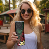 Personalized Papua New Guinea Skinny Tumbler Kundu Drum Motifs - Sepik Colors LT7 - Polynesian Pride