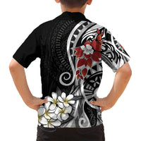 Bula Fiji Tagimaucia Mix Plumeria Masi Tapa Kid Hawaiian Shirt Black LT7 - Polynesian Pride
