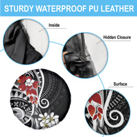 Bula Fiji Tagimaucia Mix Plumeria Masi Tapa Spare Tire Cover Black LT7 - Polynesian Pride