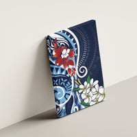 Bula Fiji Tagimaucia Mix Plumeria Masi Tapa Canvas Wall Art Blue