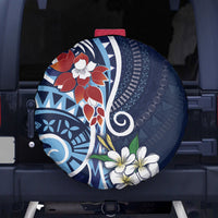 Bula Fiji Tagimaucia Mix Plumeria Masi Tapa Spare Tire Cover Blue LT7 - Polynesian Pride