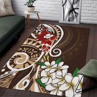 Bula Fiji Tagimaucia Mix Plumeria Masi Tapa Area Rug Brown